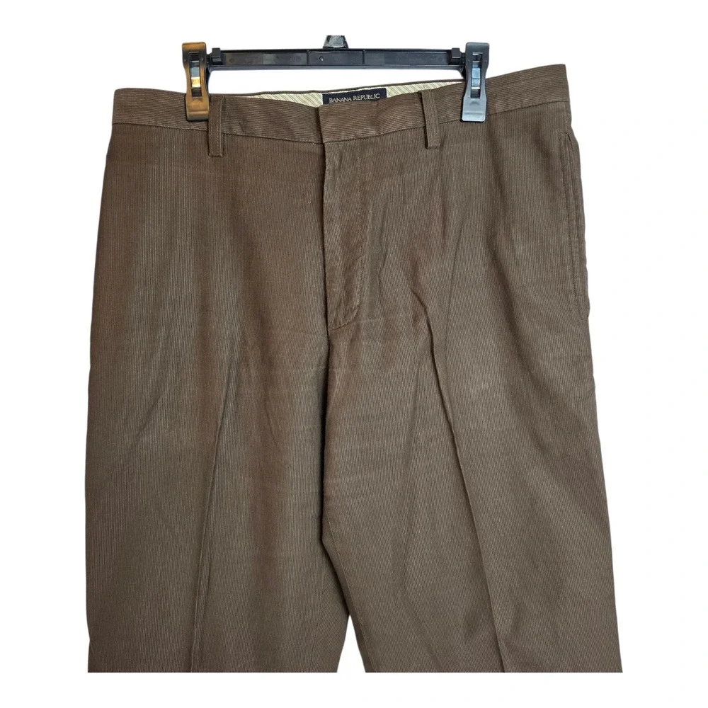 Banana Republic Mens Brown Corduroy Flat Front Casual Dress Pants 36x32 Y2K Flaw